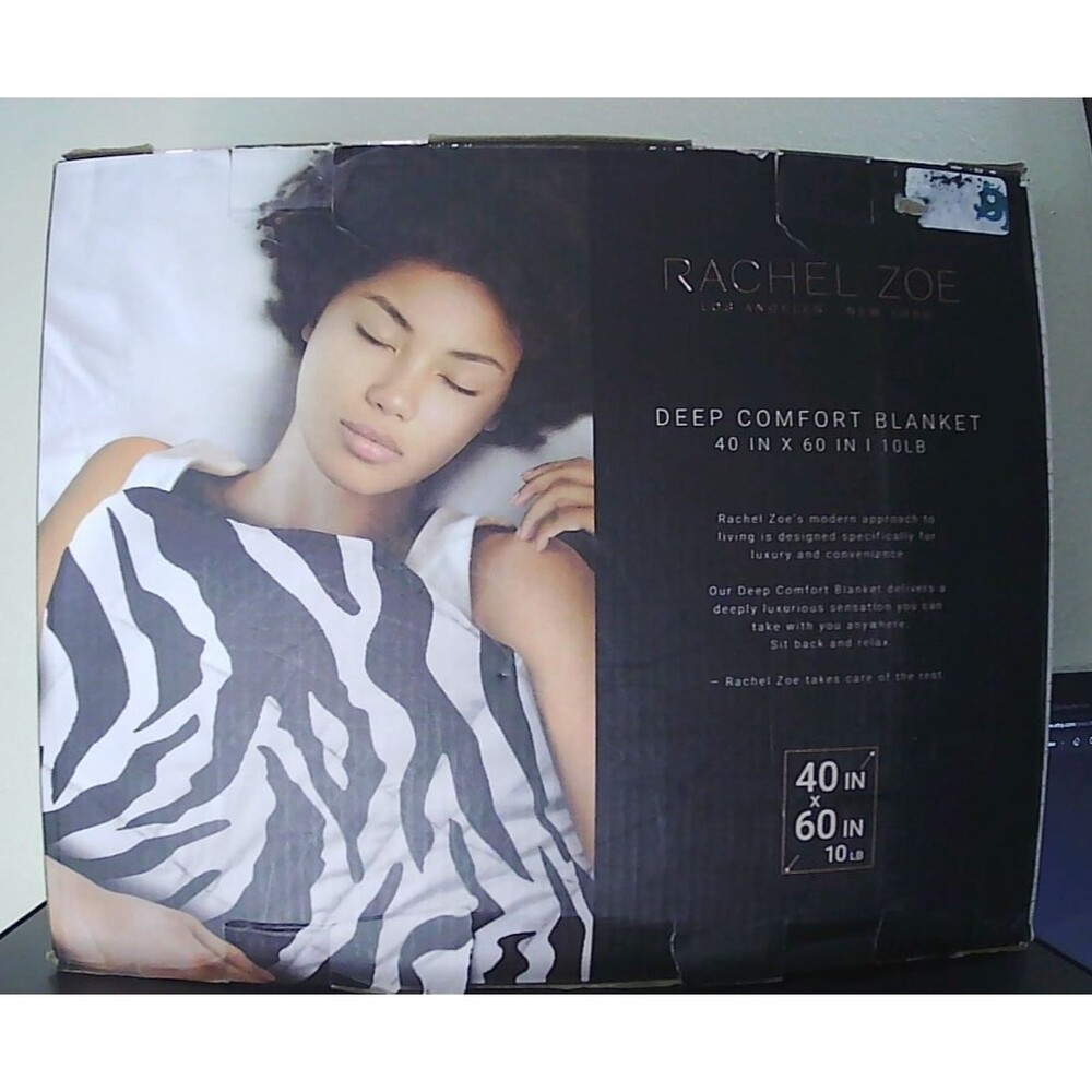 Rachel Zoe Deep Comfort Blanket, Weighted 40 x 60",10 Lbs Zebra Print Ultra Soft - Picture 2 of 4
